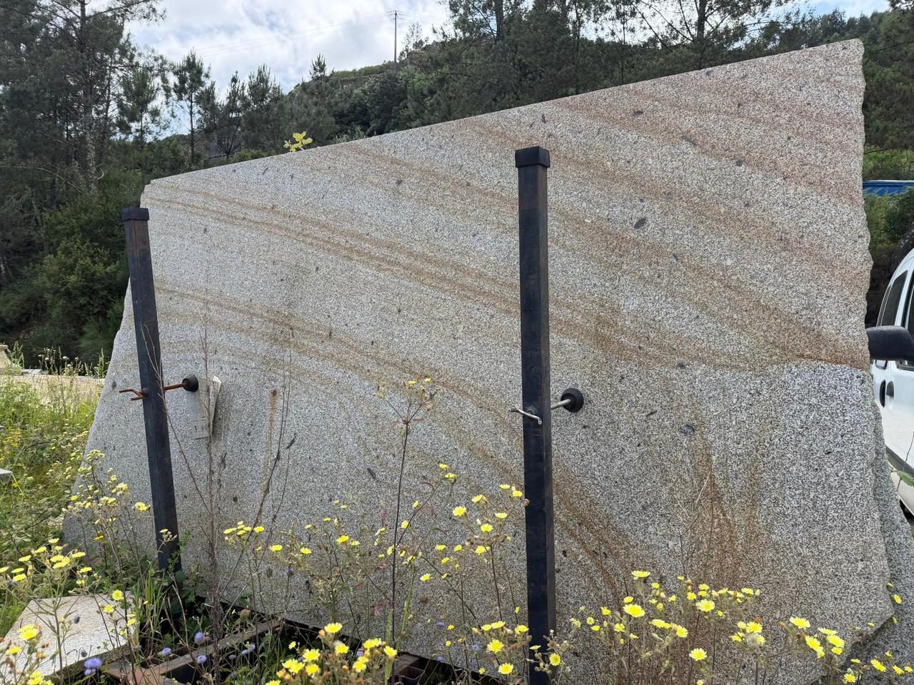 Raw granite slab selected at source